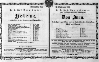 Theaterzettel (Oper und Burgtheater in Wien) 18590915 Seite: 1