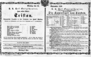 Theaterzettel (Oper und Burgtheater in Wien) 18590919 Seite: 1