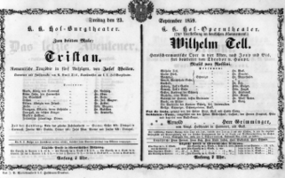 Theaterzettel (Oper und Burgtheater in Wien) 18590923 Seite: 1