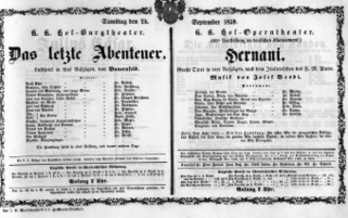 Theaterzettel (Oper und Burgtheater in Wien) 18590924 Seite: 1