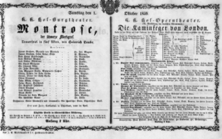 Theaterzettel (Oper und Burgtheater in Wien) 18591001 Seite: 1