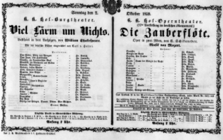 Theaterzettel (Oper und Burgtheater in Wien) 18591002 Seite: 1