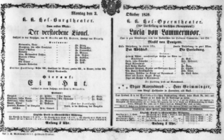 Theaterzettel (Oper und Burgtheater in Wien) 18591003 Seite: 1