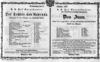 Theaterzettel (Oper und Burgtheater in Wien) 18591006 Seite: 1