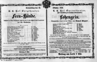Theaterzettel (Oper und Burgtheater in Wien) 18591013 Seite: 1