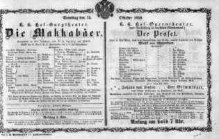 Theaterzettel (Oper und Burgtheater in Wien) 18591015 Seite: 1