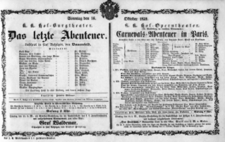 Theaterzettel (Oper und Burgtheater in Wien) 18591016 Seite: 1
