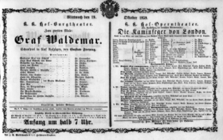 Theaterzettel (Oper und Burgtheater in Wien) 18591019 Seite: 1