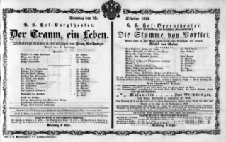 Theaterzettel (Oper und Burgtheater in Wien) 18591023 Seite: 1