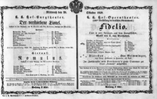Theaterzettel (Oper und Burgtheater in Wien) 18591026 Seite: 1
