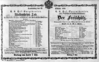 Theaterzettel (Oper und Burgtheater in Wien) 18591027 Seite: 1