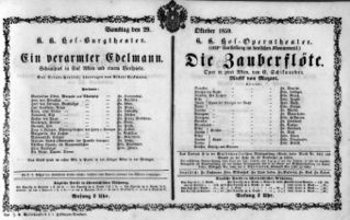 Theaterzettel (Oper und Burgtheater in Wien) 18591029 Seite: 1
