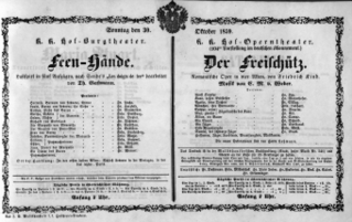 Theaterzettel (Oper und Burgtheater in Wien) 18591030 Seite: 1