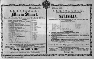 Theaterzettel (Oper und Burgtheater in Wien) 18591031 Seite: 1