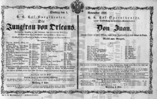 Theaterzettel (Oper und Burgtheater in Wien) 18591101 Seite: 1