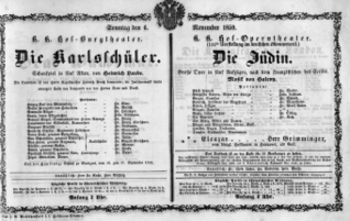 Theaterzettel (Oper und Burgtheater in Wien) 18591106 Seite: 1