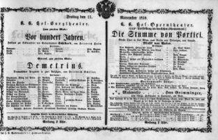 Theaterzettel (Oper und Burgtheater in Wien) 18591111 Seite: 1