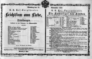 Theaterzettel (Oper und Burgtheater in Wien) 18591112 Seite: 1