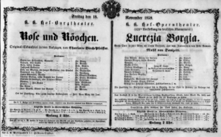 Theaterzettel (Oper und Burgtheater in Wien) 18591118 Seite: 1