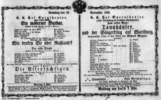 Theaterzettel (Oper und Burgtheater in Wien) 18591119 Seite: 1