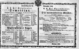 Theaterzettel (Oper und Burgtheater in Wien) 18591124 Seite: 1