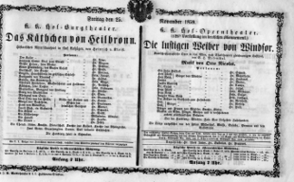 Theaterzettel (Oper und Burgtheater in Wien) 18591125 Seite: 1
