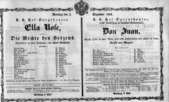 Theaterzettel (Oper und Burgtheater in Wien) 18591205 Seite: 1