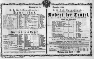 Theaterzettel (Oper und Burgtheater in Wien) 18591211 Seite: 1