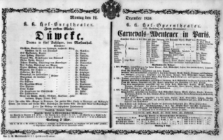 Theaterzettel (Oper und Burgtheater in Wien) 18591212 Seite: 1