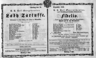 Theaterzettel (Oper und Burgtheater in Wien) 18591216 Seite: 1