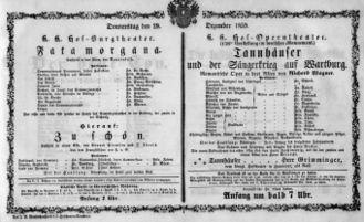 Theaterzettel (Oper und Burgtheater in Wien) 18591229 Seite: 1