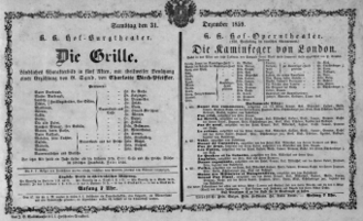Theaterzettel (Oper und Burgtheater in Wien) 18591231 Seite: 1