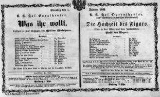 Theaterzettel (Oper und Burgtheater in Wien) 18600101 Seite: 1