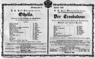 Theaterzettel (Oper und Burgtheater in Wien) 18600108 Seite: 1