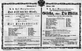 Theaterzettel (Oper und Burgtheater in Wien) 18600109 Seite: 1