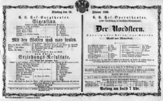 Theaterzettel (Oper und Burgtheater in Wien) 18600110 Seite: 1
