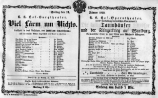 Theaterzettel (Oper und Burgtheater in Wien) 18600113 Seite: 1