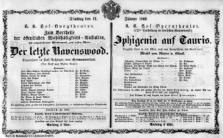 Theaterzettel (Oper und Burgtheater in Wien) 18600117 Seite: 1