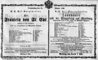 Theaterzettel (Oper und Burgtheater in Wien) 18600119 Seite: 1