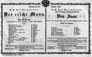 Theaterzettel (Oper und Burgtheater in Wien) 18600120 Seite: 1