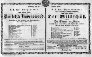 Theaterzettel (Oper und Burgtheater in Wien) 18600121 Seite: 1