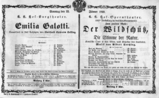 Theaterzettel (Oper und Burgtheater in Wien) 18600122 Seite: 1
