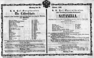 Theaterzettel (Oper und Burgtheater in Wien) 18600123 Seite: 1