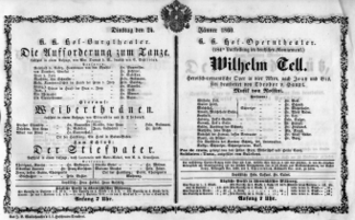 Theaterzettel (Oper und Burgtheater in Wien) 18600124 Seite: 1