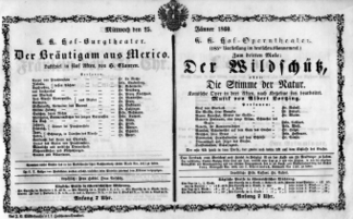 Theaterzettel (Oper und Burgtheater in Wien) 18600125 Seite: 1