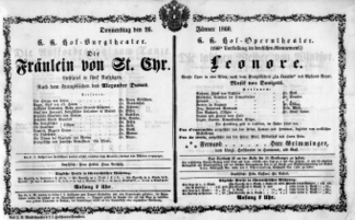 Theaterzettel (Oper und Burgtheater in Wien) 18600126 Seite: 1