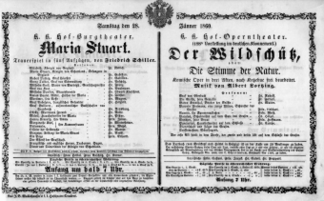 Theaterzettel (Oper und Burgtheater in Wien) 18600128 Seite: 1