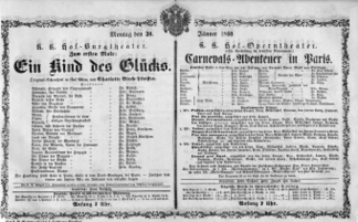 Theaterzettel (Oper und Burgtheater in Wien) 18600130 Seite: 1