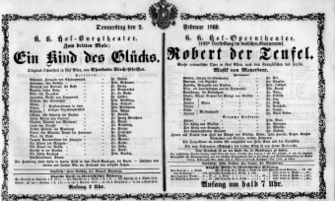Theaterzettel (Oper und Burgtheater in Wien) 18600202 Seite: 1