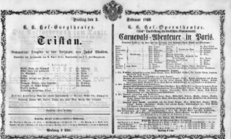Theaterzettel (Oper und Burgtheater in Wien) 18600203 Seite: 1